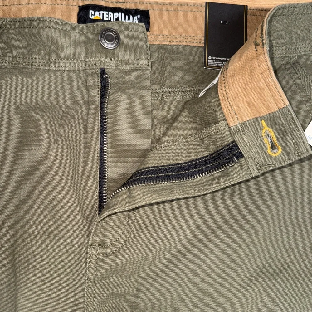 Caterpillar Stretch Canvas Carpenter‎ Shorts Mens 36 Dusty Olive Summer NWT